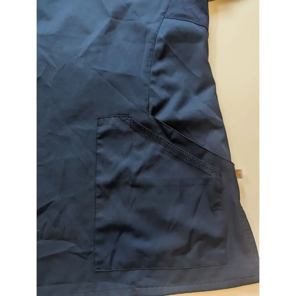 Carhartt XL Navy Woman's Scrubs Nurse Top Short Sleeve Shirt